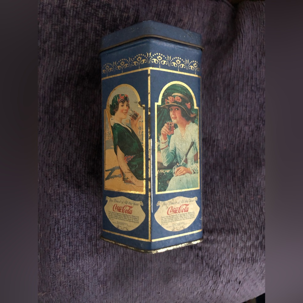 Vintage (1996) Coca Cola Blue Decorative Storage Tin - Picture 2 of 5